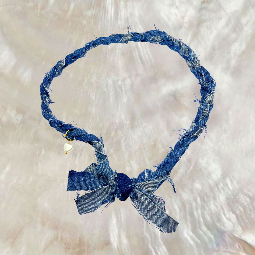 Denim chain met hartje
